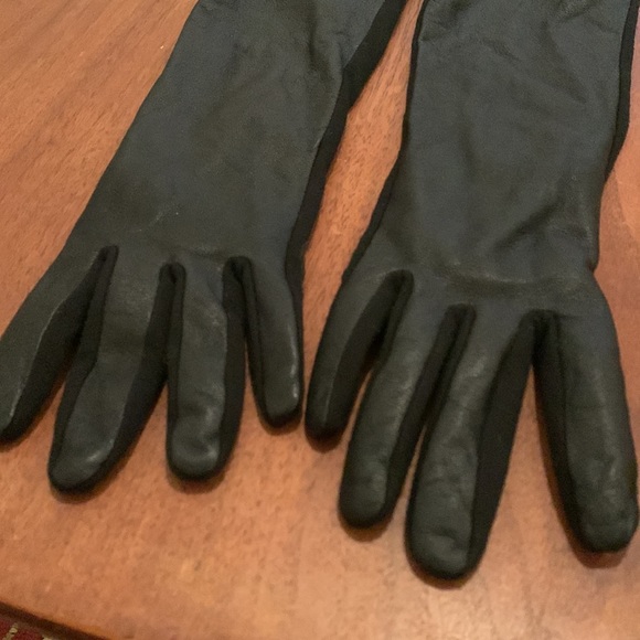 Long black leather gloves - large - XL - Picture 4 of 6